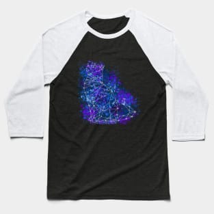 Cute Cat Constellation with Paint Splatter Baseball T-Shirt